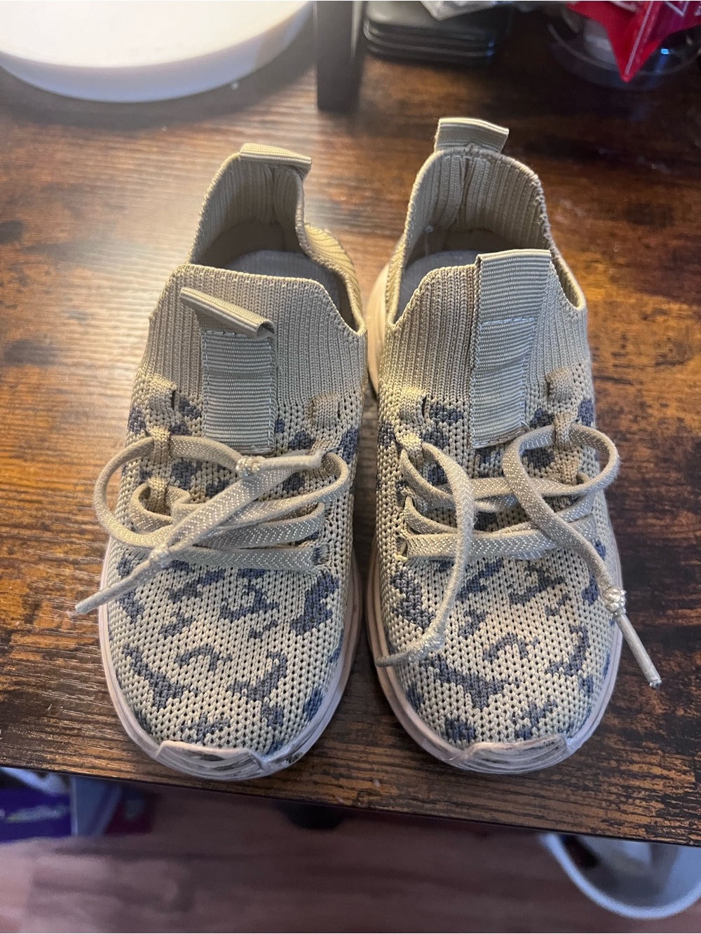 Amazon Kids Knit Slip-On Sneakers in Beige and Gray